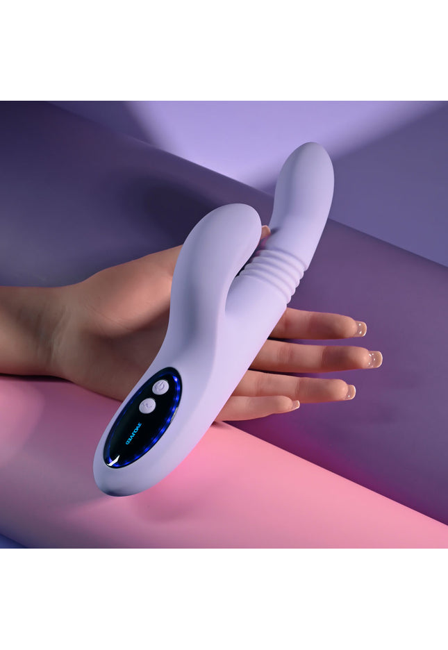 Evolved PEP TALK - Purple 23.3 cm USB Rechargeable Thrusting Vibrator with Tapping Clitoral Stimulator
