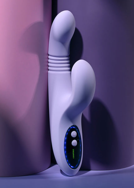 Evolved PEP TALK - Purple 23.3 cm USB Rechargeable Thrusting Vibrator with Tapping Clitoral Stimulator