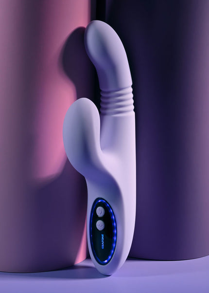 Evolved PEP TALK - Purple 23.3 cm USB Rechargeable Thrusting Vibrator with Tapping Clitoral Stimulator