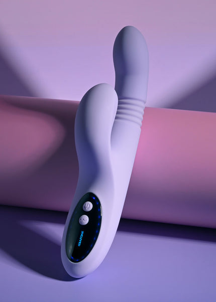 Evolved PEP TALK - Purple 23.3 cm USB Rechargeable Thrusting Vibrator with Tapping Clitoral Stimulator