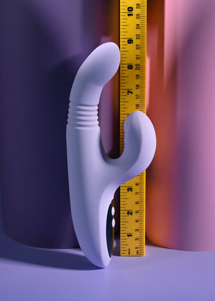 Evolved PEP TALK - Purple 23.3 cm USB Rechargeable Thrusting Vibrator with Tapping Clitoral Stimulator