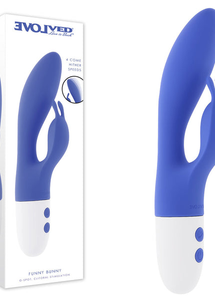 Evolved FUNNY BUNNY - Blue 20 cm USB Rechargeable Rabbit Vibrator