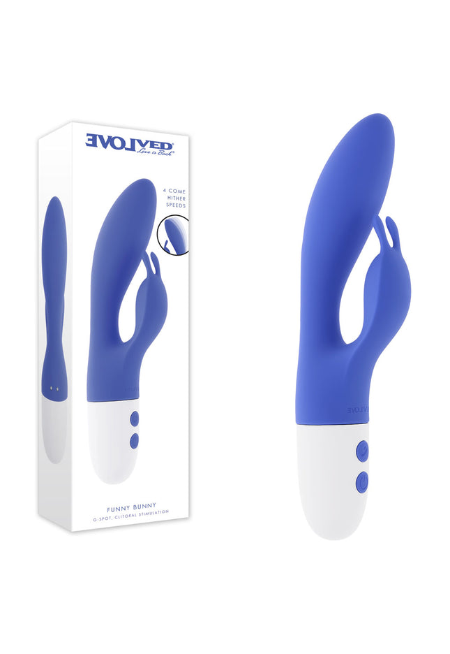 Evolved FUNNY BUNNY - Blue 20 cm USB Rechargeable Rabbit Vibrator