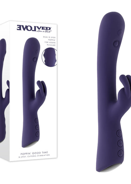 Evolved POPPIN GOOD TIME - Purple 20 cm USB Rechargeable Rabbit Vibrator