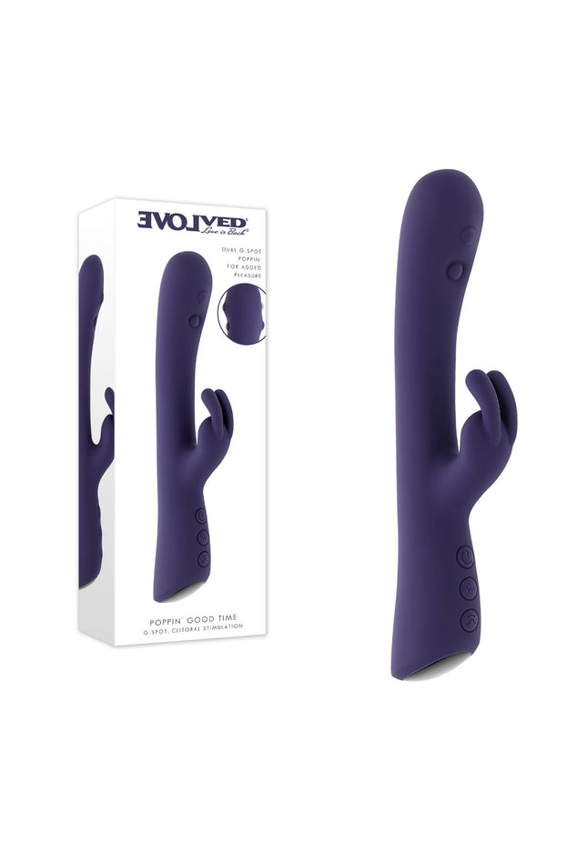 Evolved POPPIN GOOD TIME - Purple 20 cm USB Rechargeable Rabbit Vibrator