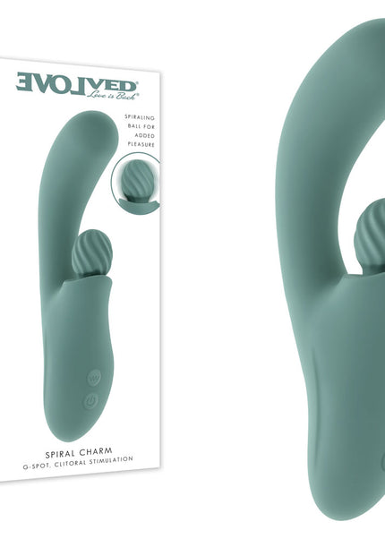 Evolved SPIRAL CHARM - Green 18 cm USB Rechargeable Rabbit Vibrator