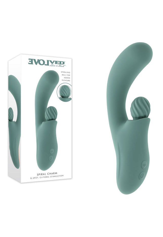 Evolved SPIRAL CHARM - Green 18 cm USB Rechargeable Rabbit Vibrator