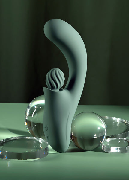 Evolved SPIRAL CHARM - Green 18 cm USB Rechargeable Rabbit Vibrator