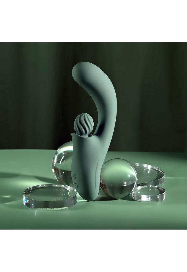 Evolved SPIRAL CHARM - Green 18 cm USB Rechargeable Rabbit Vibrator