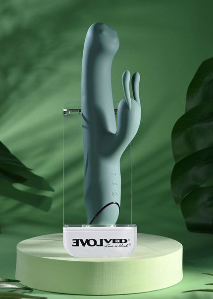 Evolved SATIN SWIRL - Green 23 cm USB Rechargeable Rabbit Vibrator with Swirling Head