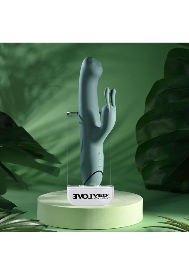 Evolved SATIN SWIRL - Green 23 cm USB Rechargeable Rabbit Vibrator with Swirling Head