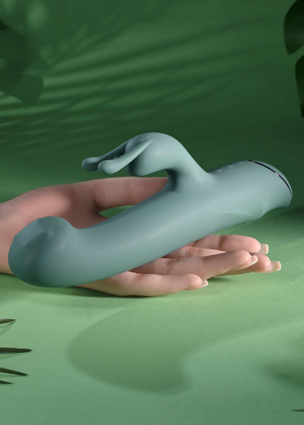 Evolved SATIN SWIRL - Green 23 cm USB Rechargeable Rabbit Vibrator with Swirling Head