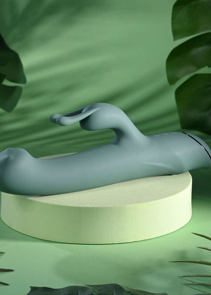 Evolved SATIN SWIRL - Green 23 cm USB Rechargeable Rabbit Vibrator with Swirling Head