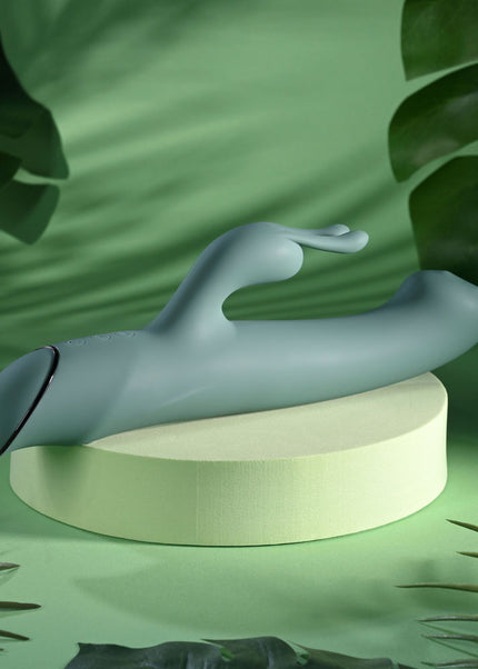 Evolved SATIN SWIRL - Green 23 cm USB Rechargeable Rabbit Vibrator with Swirling Head