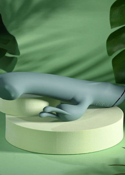 Evolved SATIN SWIRL - Green 23 cm USB Rechargeable Rabbit Vibrator with Swirling Head