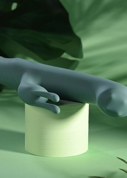 Evolved SATIN SWIRL - Green 23 cm USB Rechargeable Rabbit Vibrator with Swirling Head