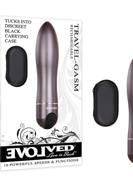 Evolved Travel-Gasm - Gray 9 cm USB Rechargeable Bullet with Travel Case