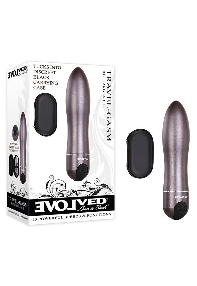 Evolved Travel-Gasm - Gray 9 cm USB Rechargeable Bullet with Travel Case