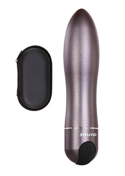 Evolved Travel-Gasm - Gray 9 cm USB Rechargeable Bullet with Travel Case