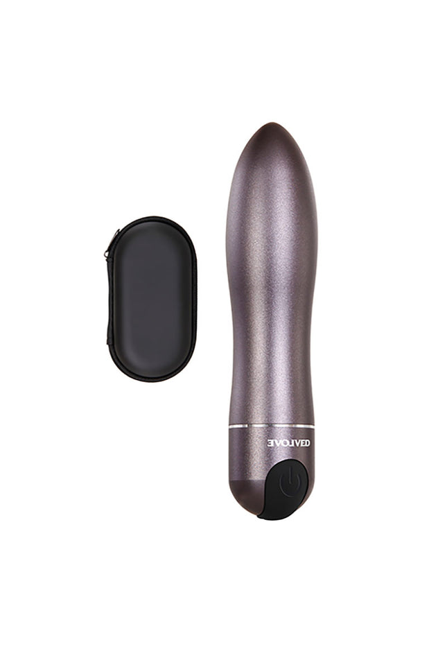 Evolved Travel-Gasm - Gray 9 cm USB Rechargeable Bullet with Travel Case