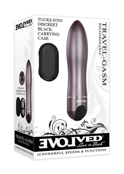 Evolved Travel-Gasm - Gray 9 cm USB Rechargeable Bullet with Travel Case