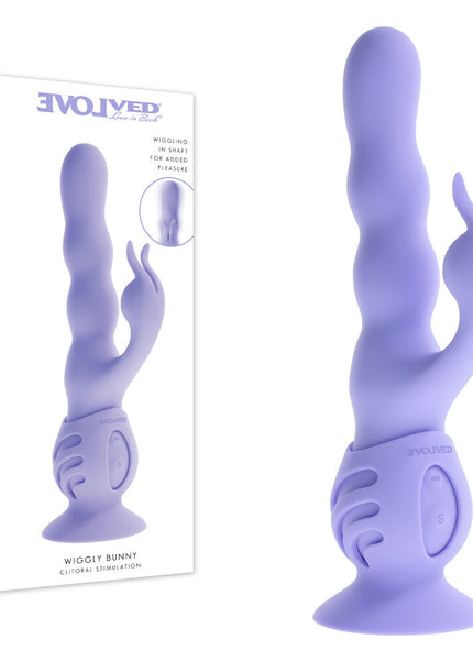 Evolved WIGGLY BUNNY - Purple USB Rechargeable Rabbit Vibrator with Suction Base