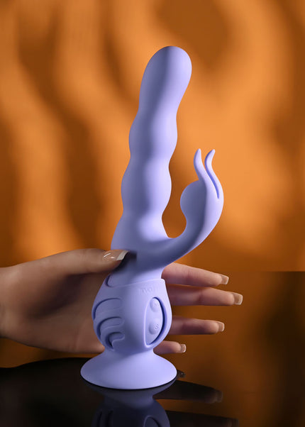 Evolved WIGGLY BUNNY - Purple USB Rechargeable Rabbit Vibrator with Suction Base