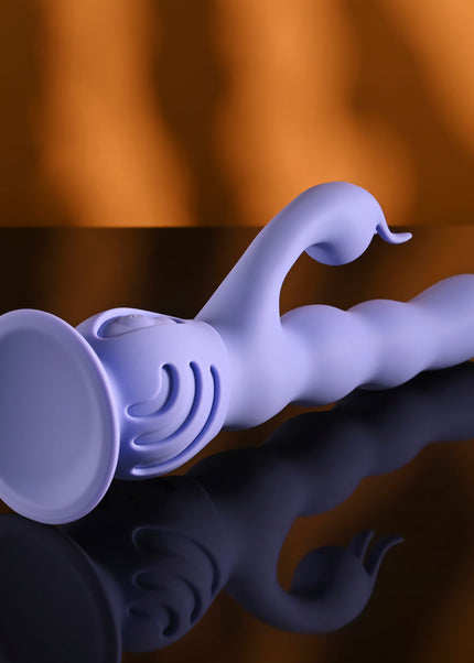 Evolved WIGGLY BUNNY - Purple USB Rechargeable Rabbit Vibrator with Suction Base