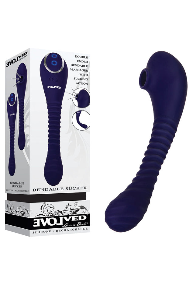 Evolved Bendable Sucker - Blue 22 cm USB Rechargeable Sucking Stimulator