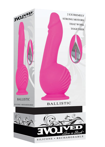 Evolved Ballistic - Pink 19 cm USB Rechargeable Vibrating Dong with Balls Motor & Remote