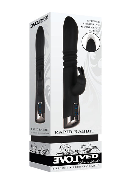 Evolved Rapid Rabbit - Black 25.4 cm USB Rechargeable Thrusting Rabbit Vibrator