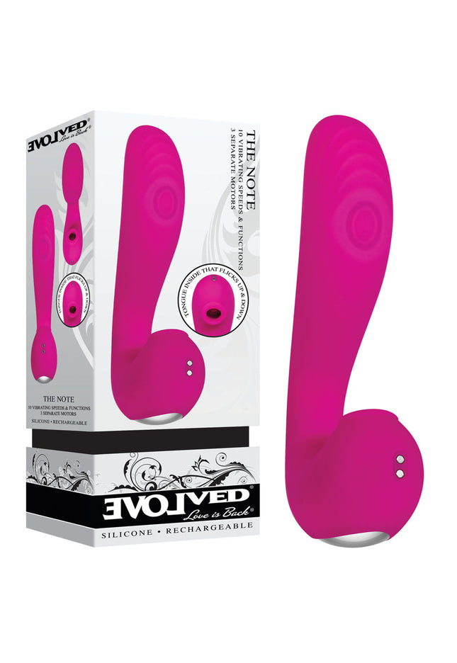Evolved The Note - Pink 16.3 cm USB Rechargeable Vibrator with Flicking Clit Stim