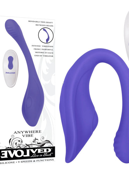 Evolved ANYWHERE VIBE - Purple USB Rechargeable Flexible Vibe with Remote