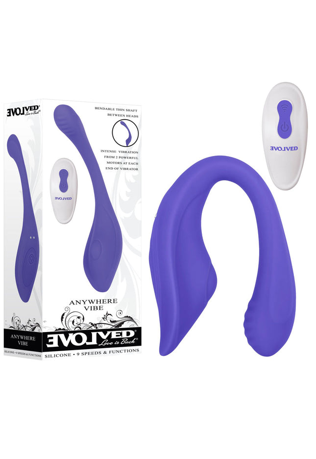 Evolved ANYWHERE VIBE - Purple USB Rechargeable Flexible Vibe with Remote