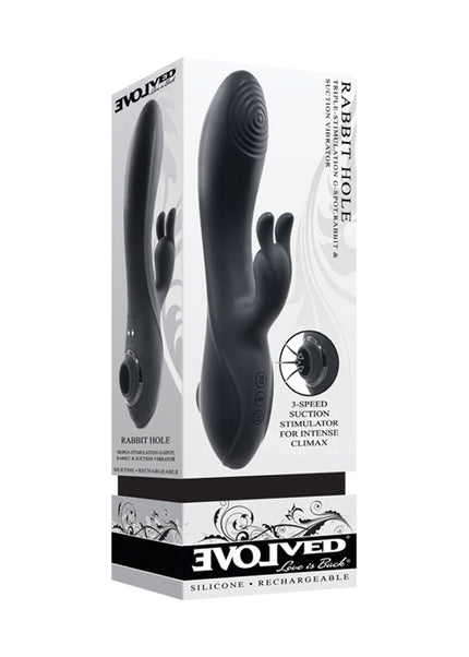 Evolved RABBIT HOLE - Black 21.2 cm USB Rechargeable Rabbit Vibrator