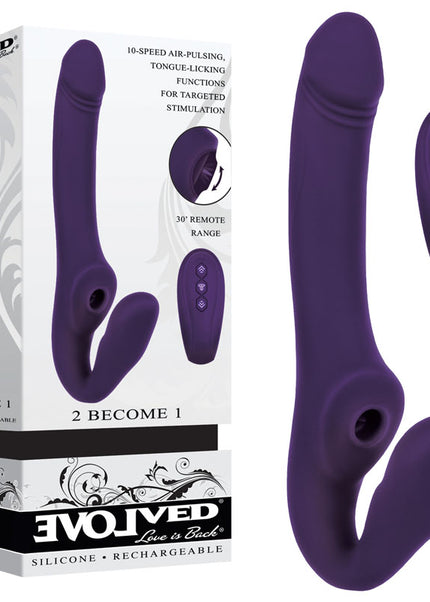 Evolved 2 BECOME 1 - Purple 23.5 cm USB Rechargeable Strapless Strap-On with Remote