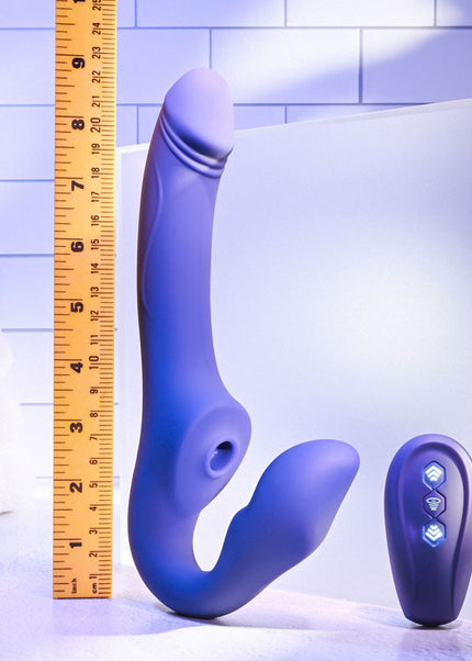 Evolved 2 BECOME 1 - Purple 23.5 cm USB Rechargeable Strapless Strap-On with Remote
