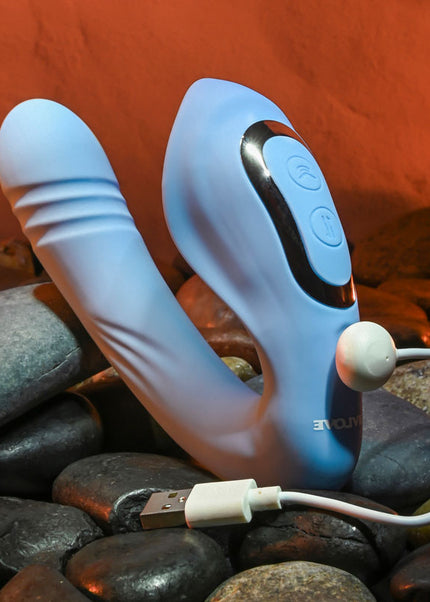 Evolved TAP & THRUST - Blue USB Rechargeable Dual Vibrator