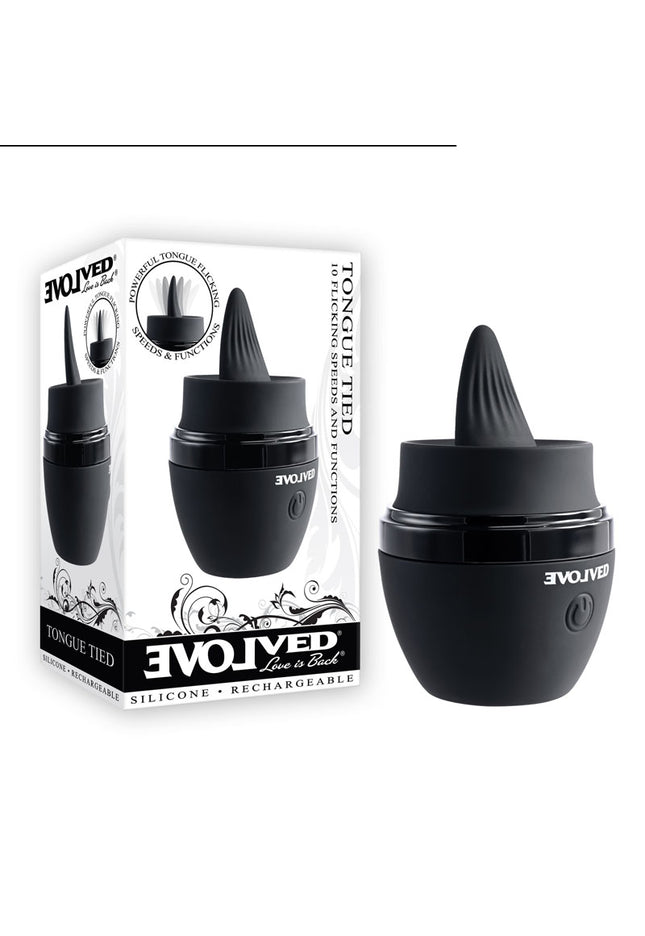 Evolved TONGUE TIED - Black USB Rechargeable Flickering Tongue Stimulator