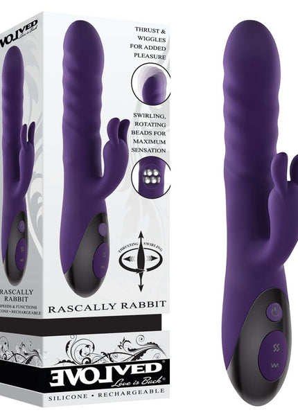 Evolved RASCALLY RABBIT - Purple 22.9 cm USB Rechargeable Rabbit Vibrator