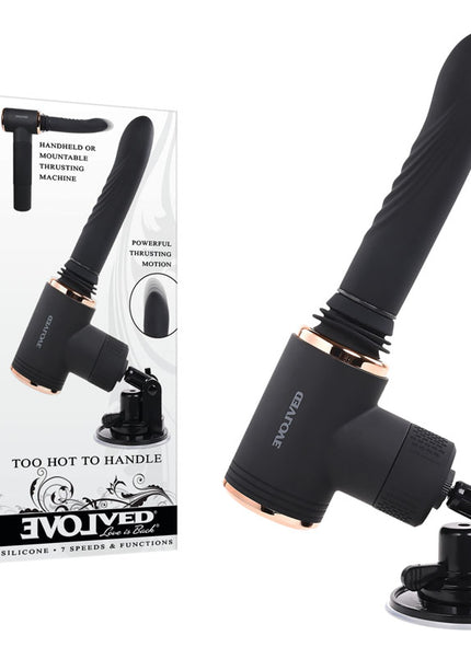 Evolved TOO HOT TO HANDLE - Black USB Rechargeable Thrusting Vibe with Stand