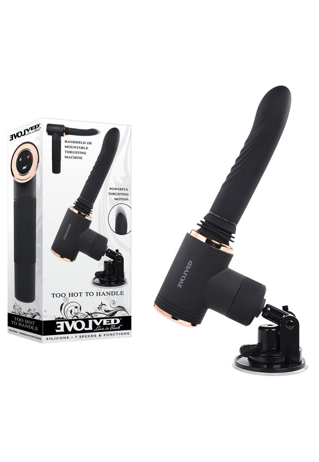 Evolved TOO HOT TO HANDLE - Black USB Rechargeable Thrusting Vibe with Stand