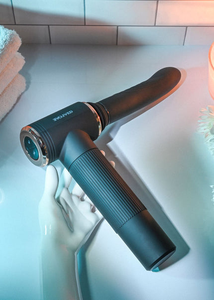 Evolved TOO HOT TO HANDLE - Black USB Rechargeable Thrusting Vibe with Stand