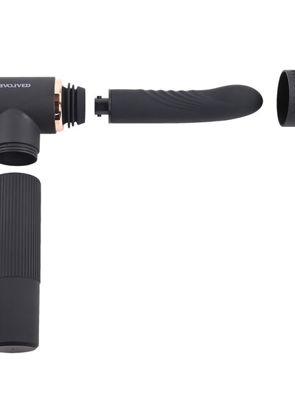 Evolved TOO HOT TO HANDLE - Black USB Rechargeable Thrusting Vibe with Stand
