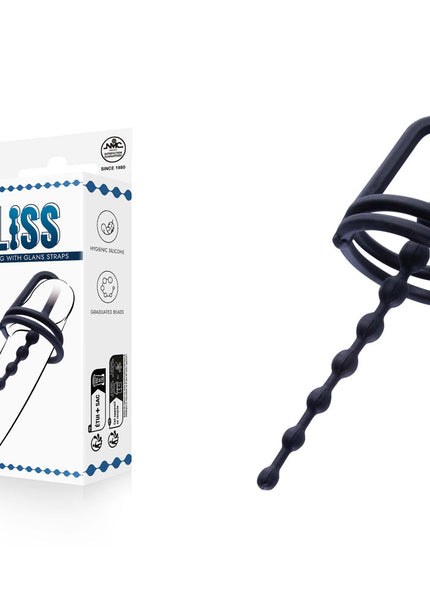 Bliss - Black Urethral Plug with Glans Ring