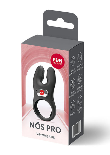 Fun Factory NOS PRO Black - Black USB-C Rechargeable Vibrating Cock Ring