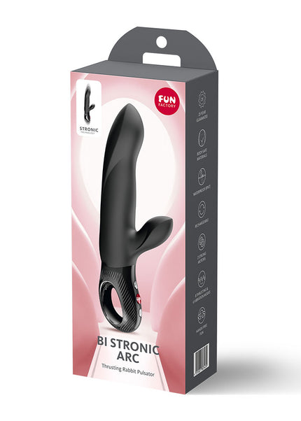 Fun Factory BI STRONIC ARC Black - Black 21.6 cm USB-C Rechargeable Thrusting Vibrator