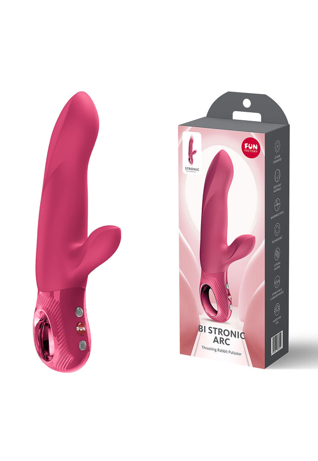 Fun Factory BI STRONIC ARC Raspberry - Raspberry 21.6 cm USB-C Rechargeable Thrusting Vibrator