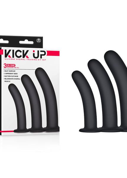 Kick Up Silicone Vaginal Training Kit - Black Vaginal Dilators - Set of 3 Sizes