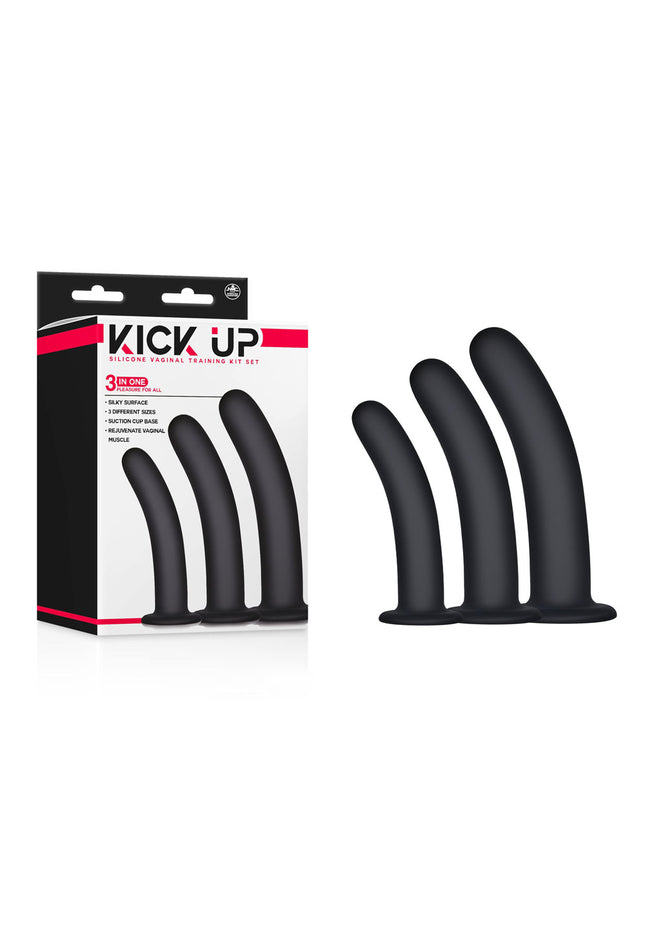 Kick Up Silicone Vaginal Training Kit - Black Vaginal Dilators - Set of 3 Sizes